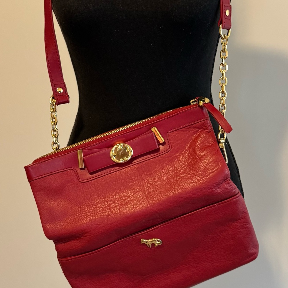 Red Genuine Leather Crossbody Bag by Emma Fox